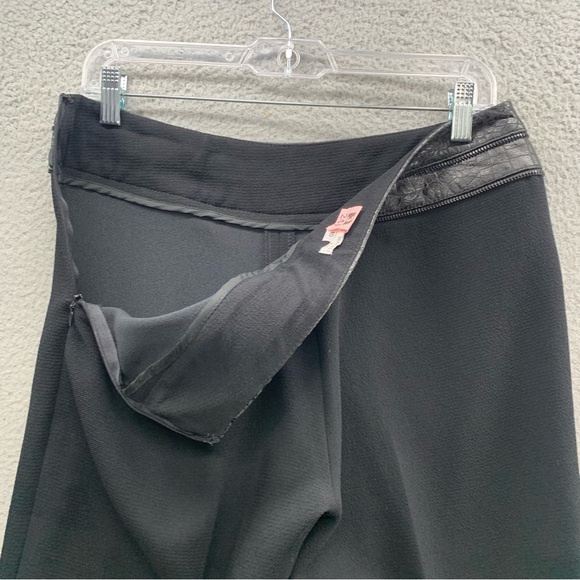 Alberto Makali Women's USA 10 Black Straight Dacron Trousers Leather Waist Trim - Picture 11 of 12